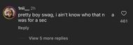 A comment under the @theshaderoom 's Instagram post, where fans shared their views on the rapper's new grillz. (Image via Instagram/@theshaderoom)